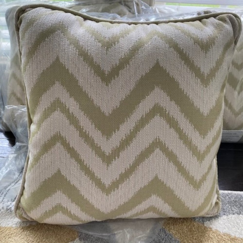 Sunbrella Cream and Sage Green Pillows